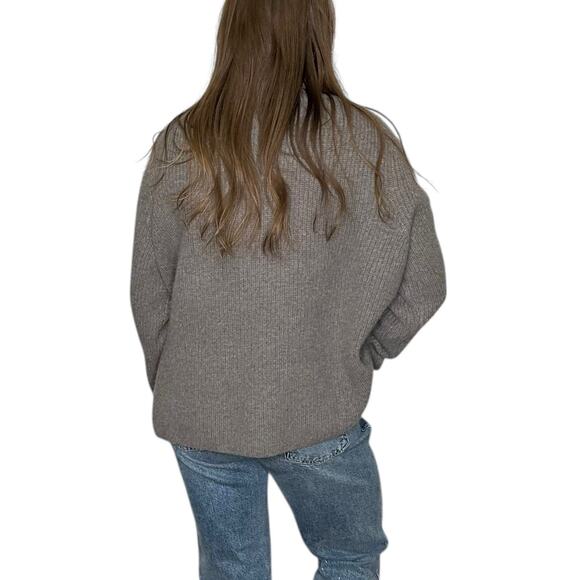 BANANA REPUBLIC Relaxed Ribbed Mink Heather Gray Cashmere Pullover Sweater XL - Picture 5 of 9